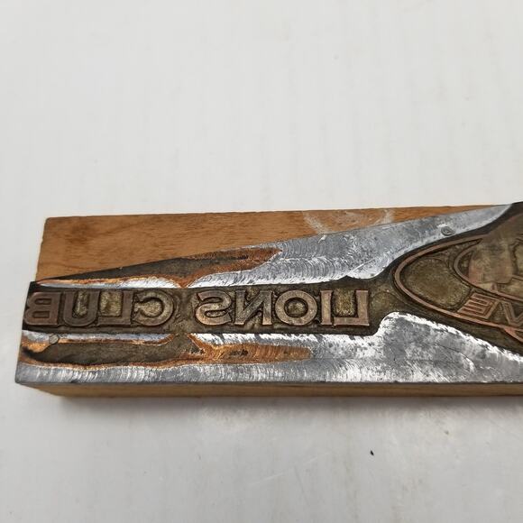 Vintage Lions Club, Ink Stamp, Wood Block, We Serve, Imprint - Picture 2 of 4